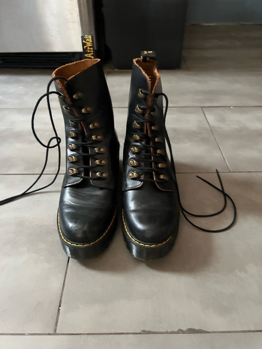 Dr. Martens Black Vegan Leather Leona Boots